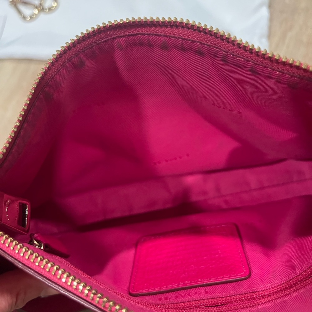 Coach Magenta Leather Shoulder Bag with Crossbody Strap - Picture 10 of 10